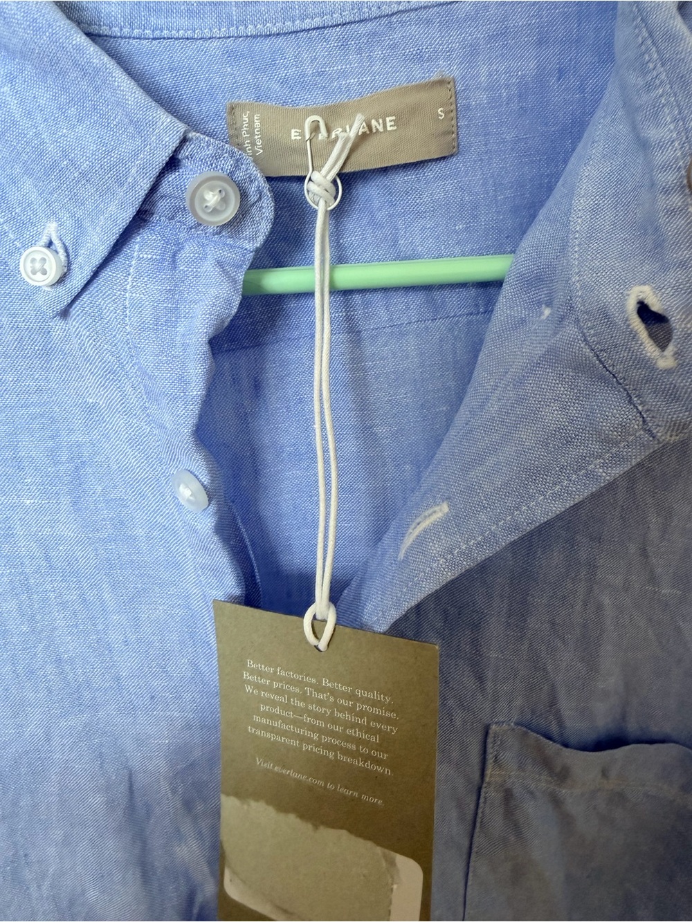 Everlane Light Blue Linen Button-Down Shirt - Men's sz S - Picture 6 of 8